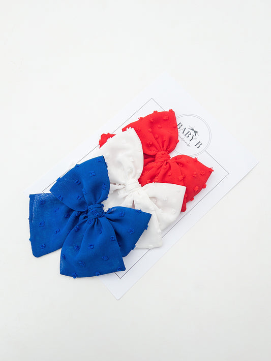 Red, White and Blue Chiffon Bows
