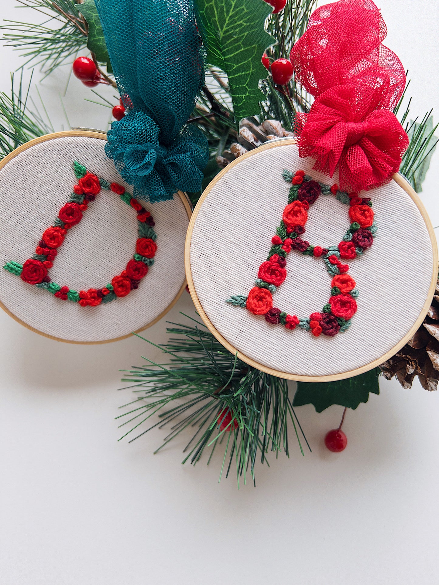 Christmas Hand Embroidered Letter Wall Hanging