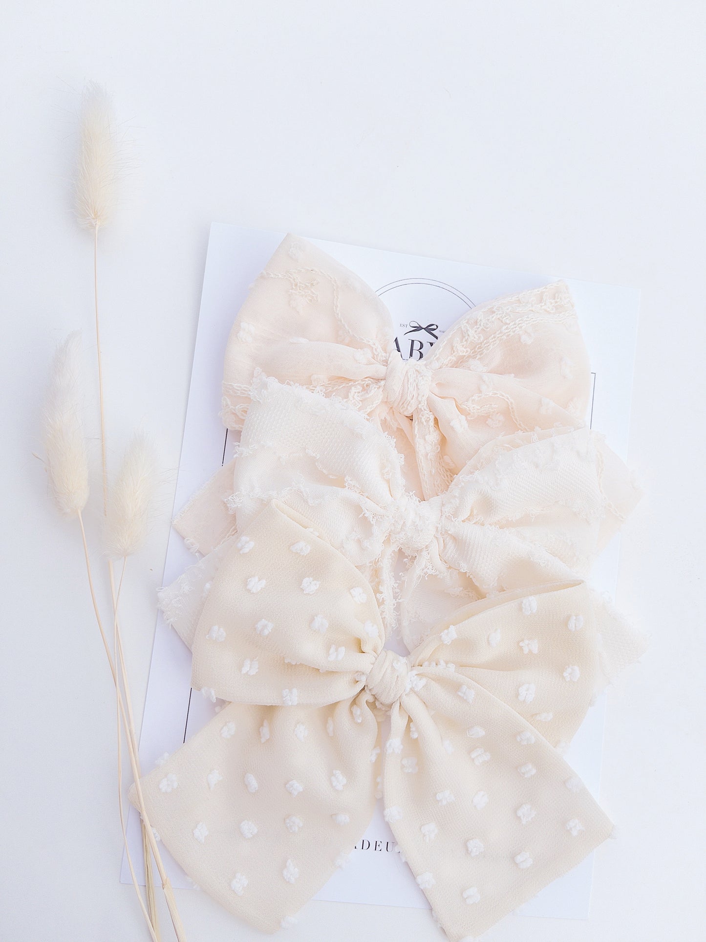 Set of 3 Cream Bows