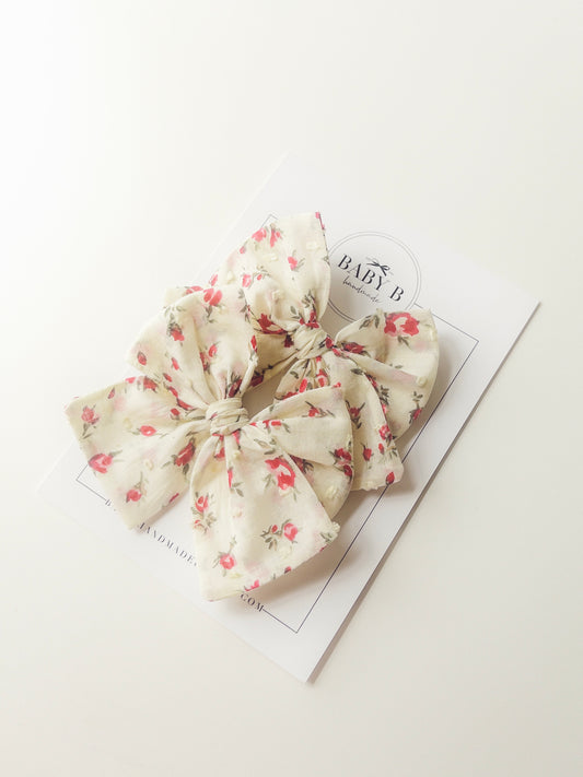 Swiss Dot Floral Pigtail Bows
