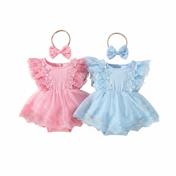 Summer Baby Girl Sweet Sleeveless Mesh Lace Flower Dress