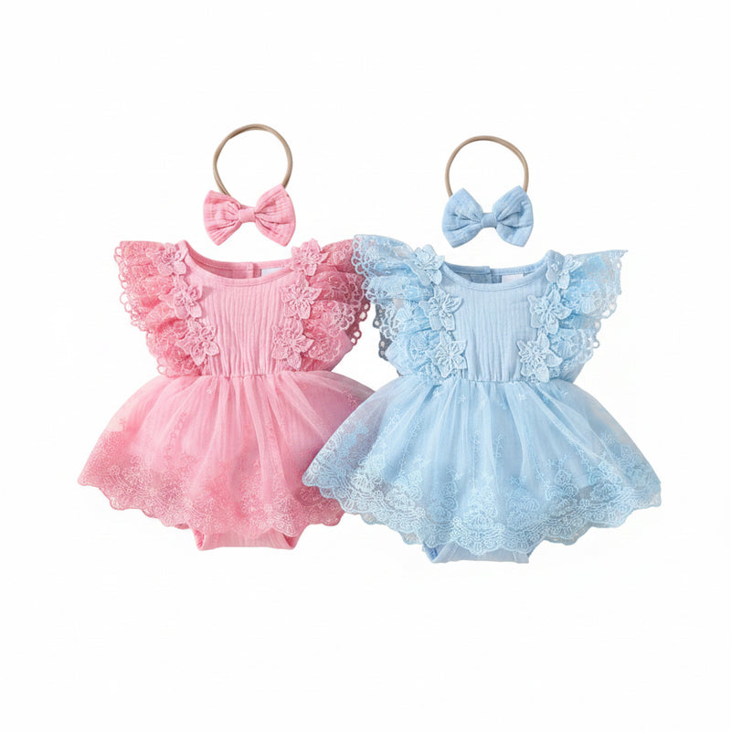 Summer Baby Girl Sweet Sleeveless Mesh Lace Flower Dress