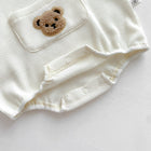 Boys And Girls Round Neck Cartoon Bear Short Sleeve Onesie Romper
