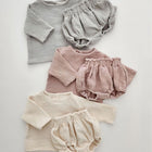 Newborn Neutral Unisex Baby Thin Cotton Yarn Casual Long Sleeve Cardigan Shirt Shorts
