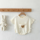 Boys And Girls Round Neck Cartoon Bear Short Sleeve Onesie Romper