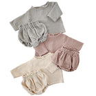 Newborn Neutral Unisex Baby Thin Cotton Yarn Casual Long Sleeve Cardigan Shirt Shorts