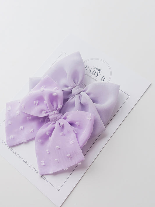 Set of 2 Lilac Chiffon Bows