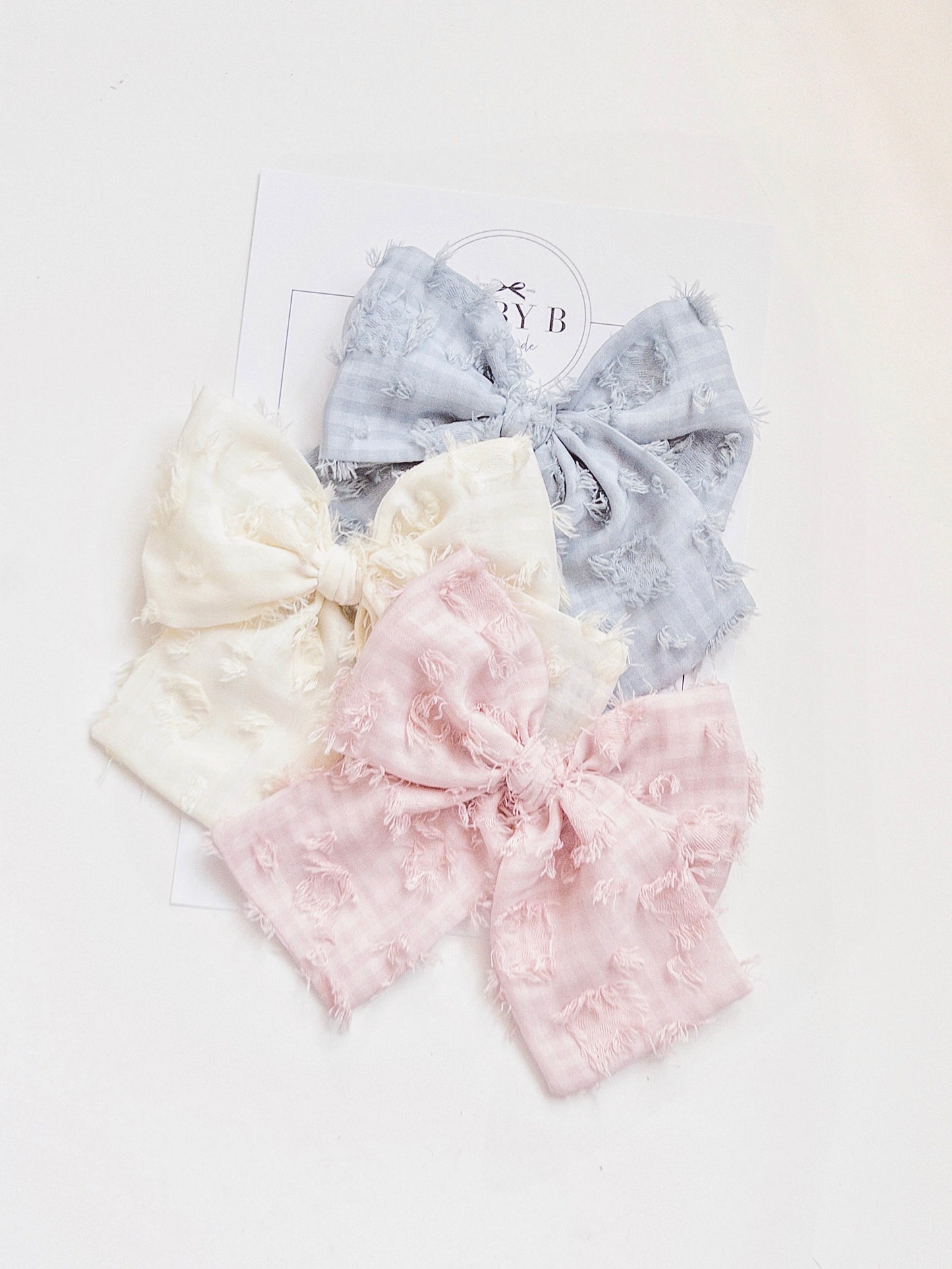 Gingham Frayed Chiffon Bow