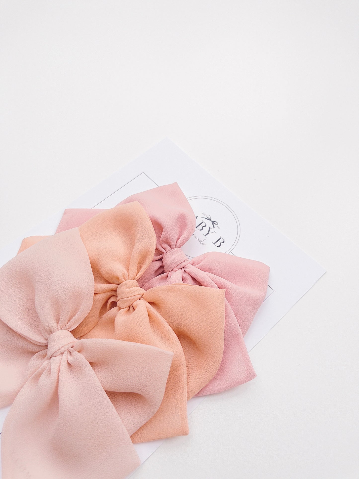 Peach and Pink Chiffon Bows