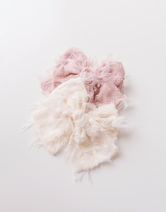 Frayed Spot Chiffon Bow