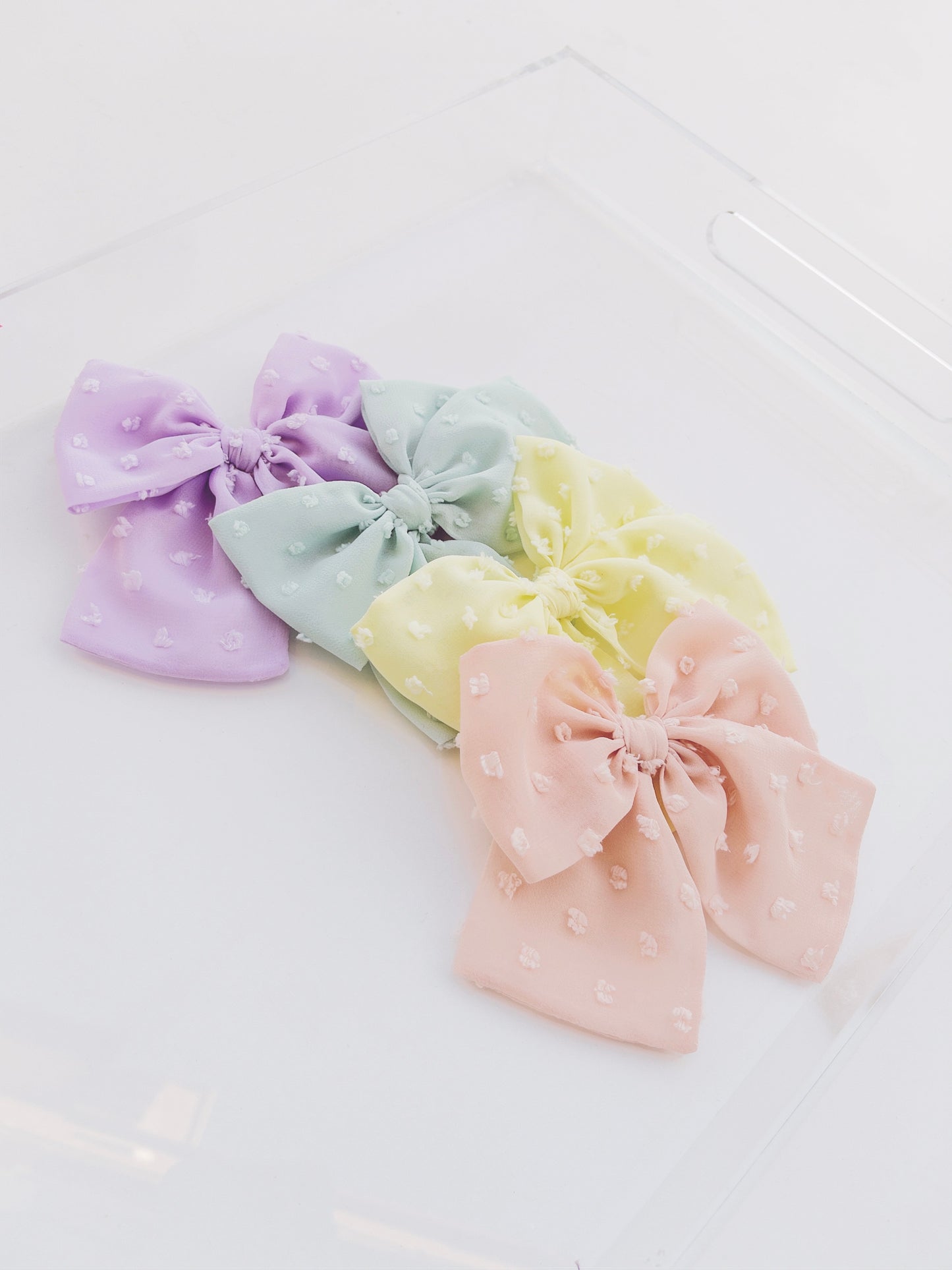 Pastel Swiss Dot Chiffon Bow