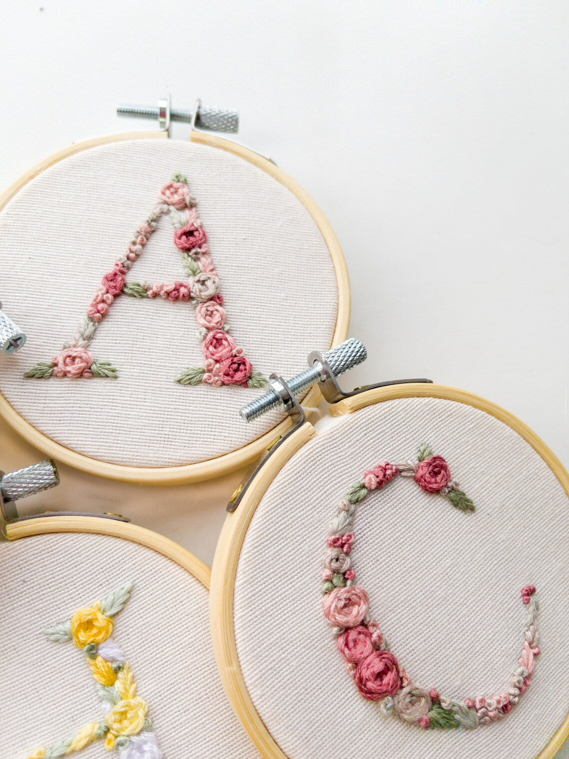 Hand Embroidered Letter Wall Hanging