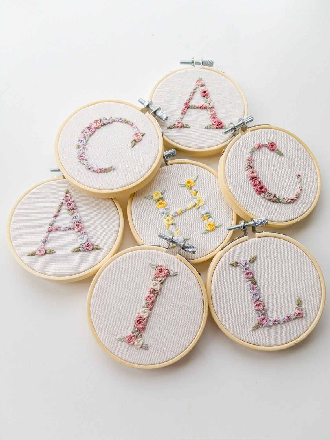 Hand Embroidered Letter Wall Hanging