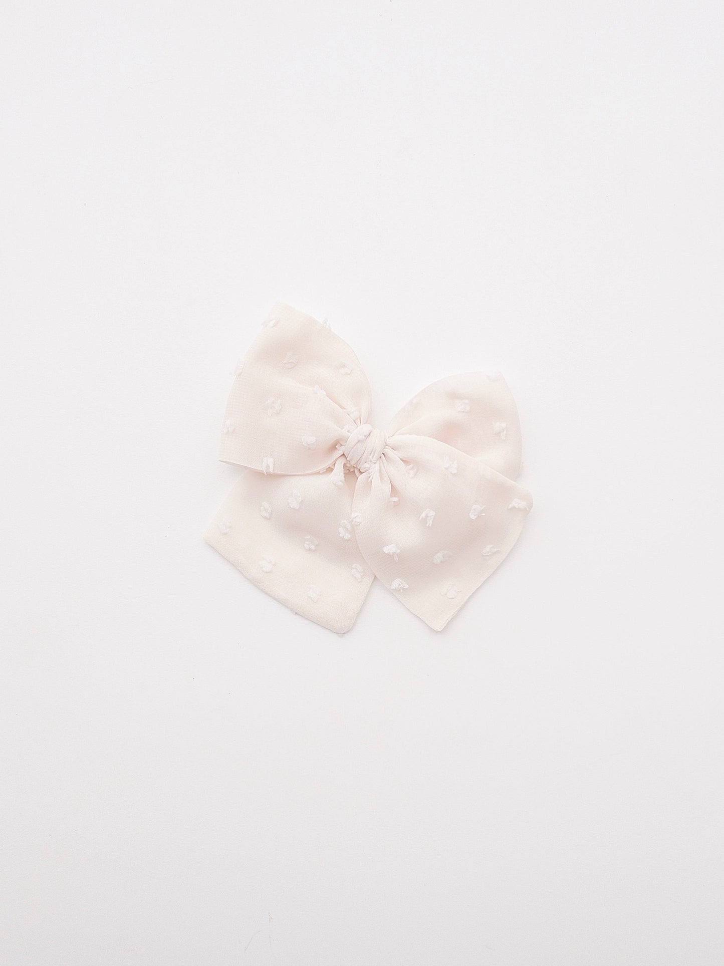 Cream Swiss Dot Chiffon Bow