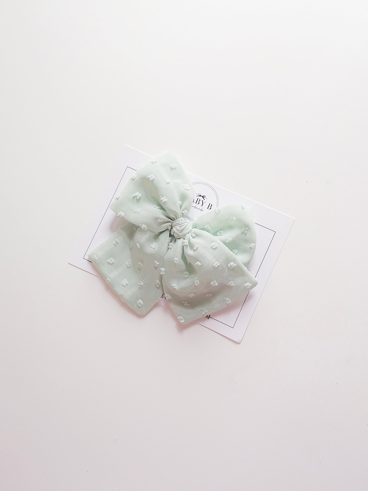 Stripe Mint Swiss Dot Chiffon Bow