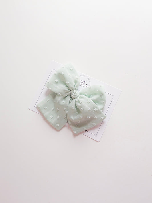 Stripe Mint Swiss Dot Chiffon Bow