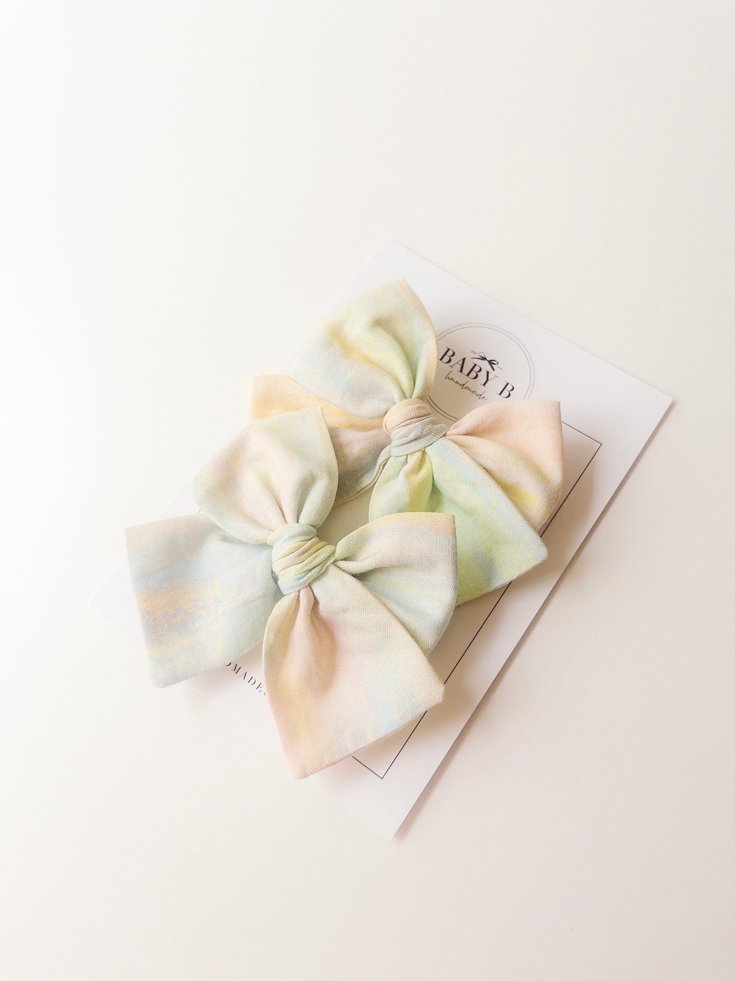 Pastel Watercolour Rainbow Pigtail Bows