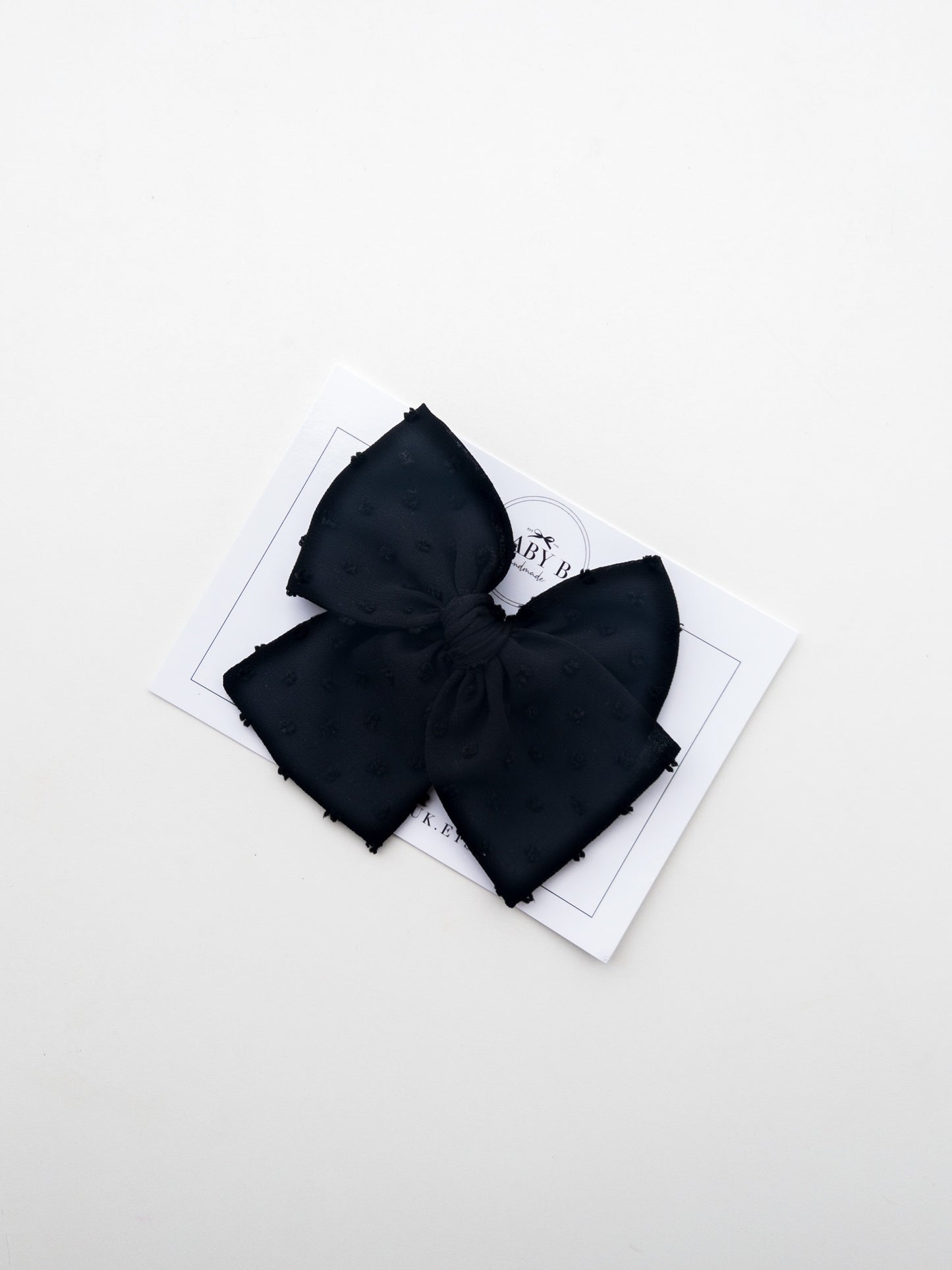 Black Swiss Dot Chiffon Bow