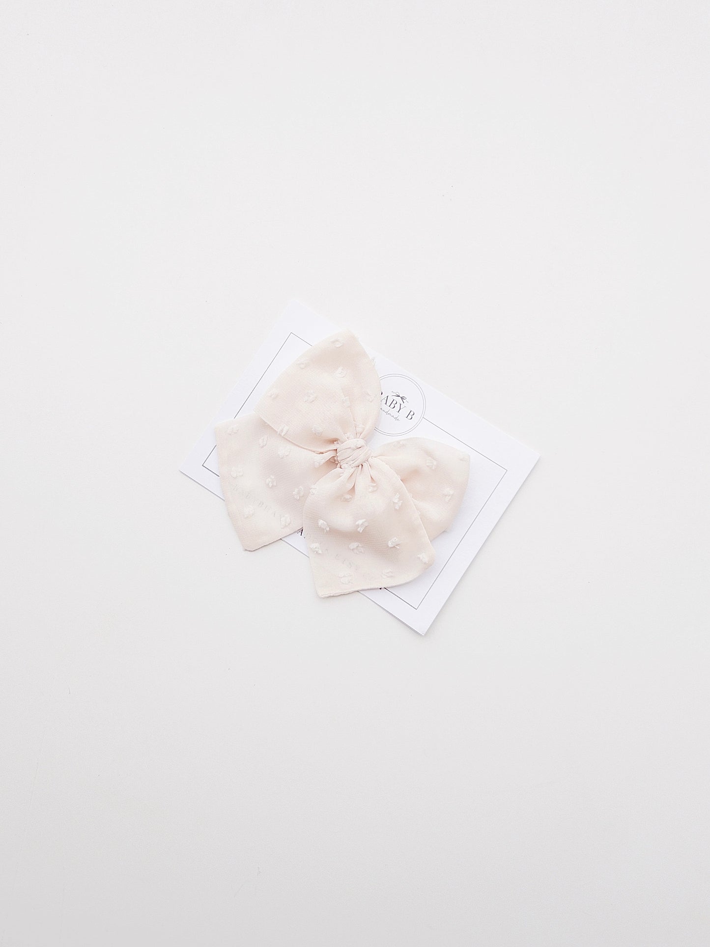 Cream Swiss Dot Chiffon Bow