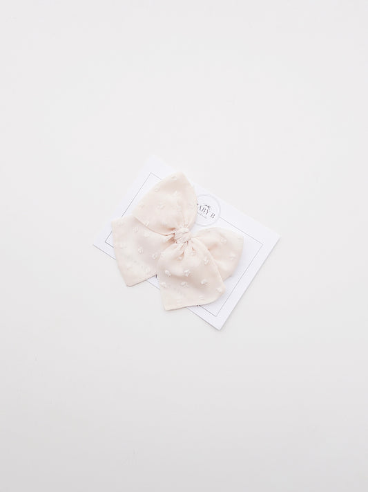 Cream Swiss Dot Chiffon Bow