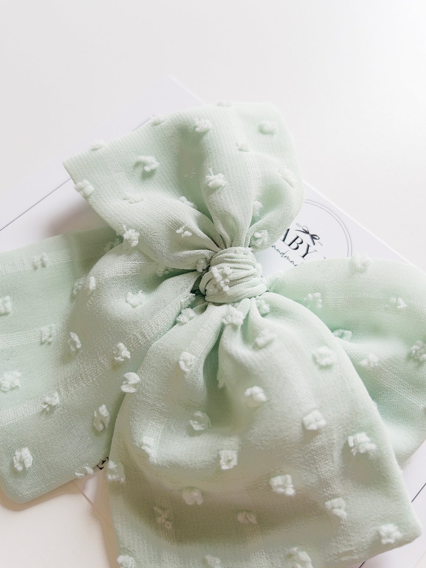 Stripe Mint Swiss Dot Chiffon Bow